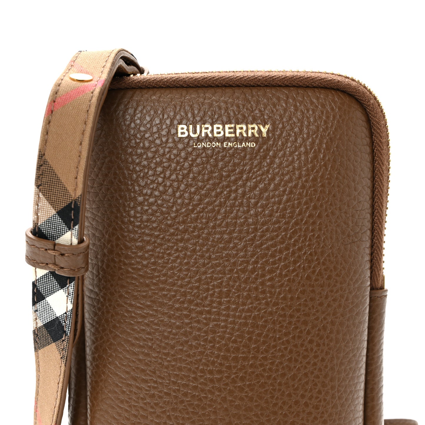 Grainy Calfskin Phone Pouch Earth