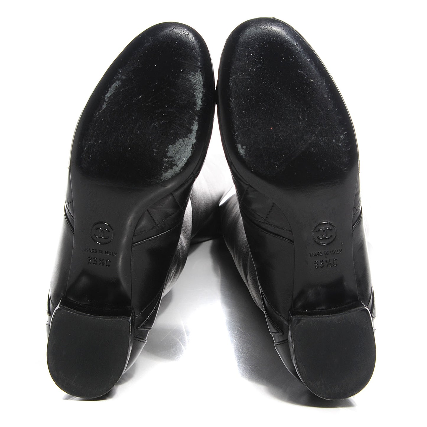 Lambskin Quilted Over the Knee Boots 36.5 Black