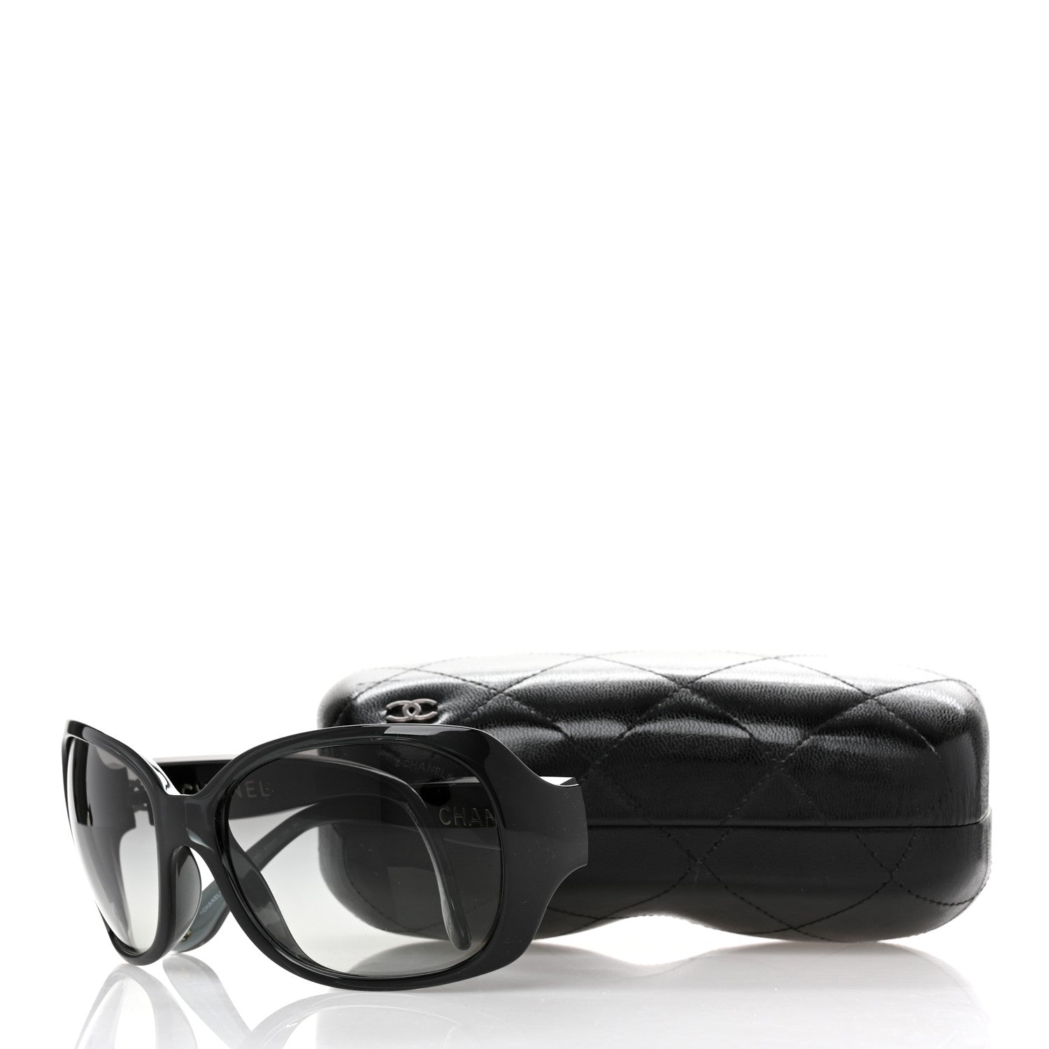 Chanel Logo Sunglasses 6035  Black Grey 10 of 10