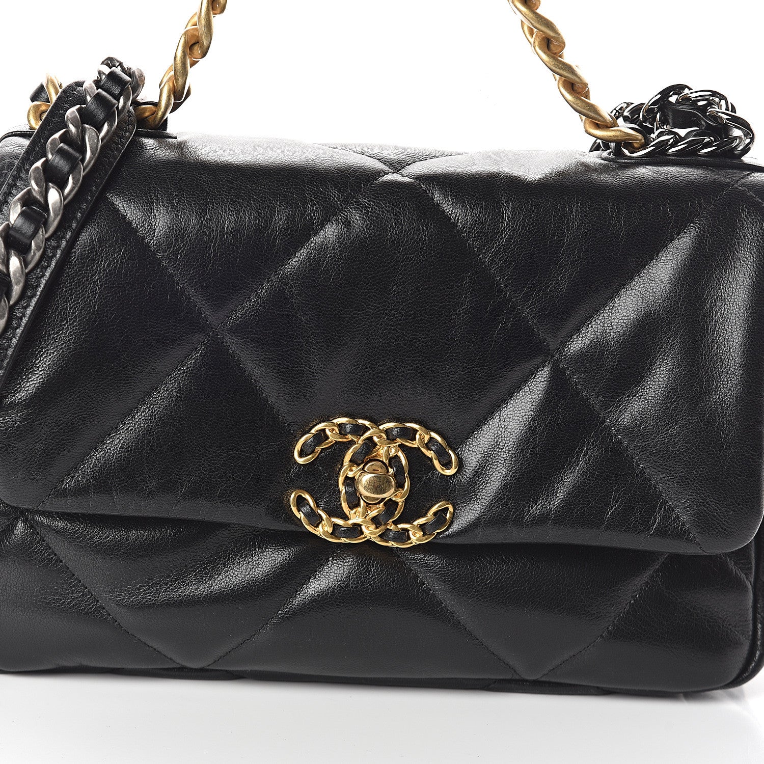 Chanel Goatskin Quilted Medium 19 Flap Black 7 of 9