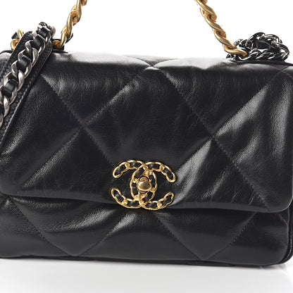 Chanel Goatskin Quilted Medium 19 Flap Black 7 of 9