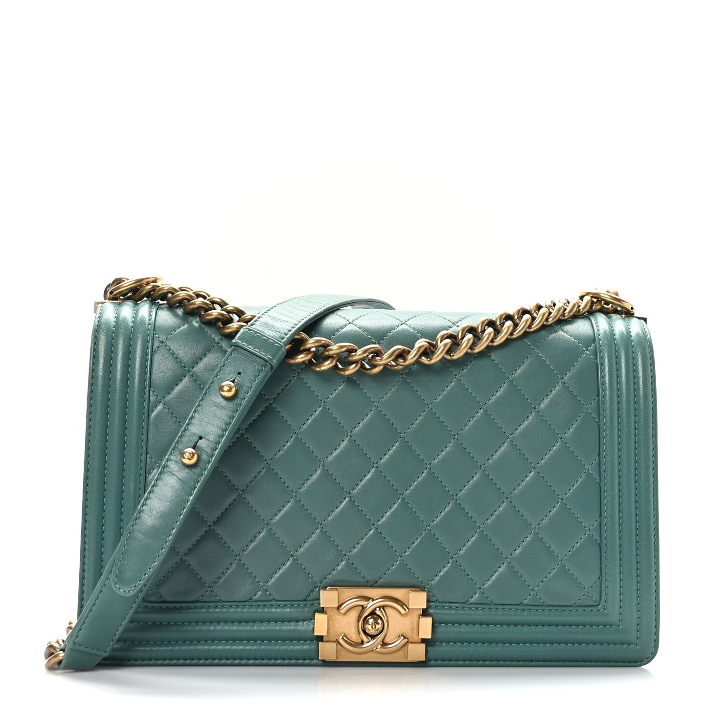 Lambskin Quilted New Medium Boy Flap Green