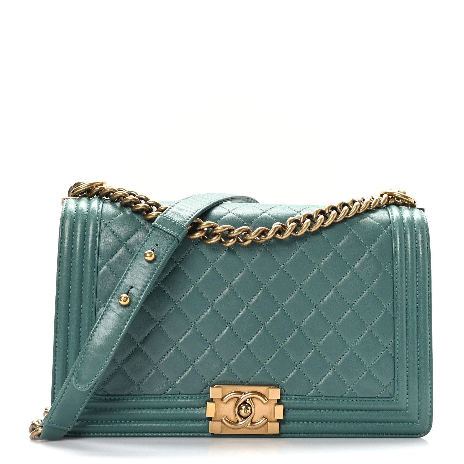 Chanel Lambskin Quilted New Medium Boy Flap Green 1 of 10