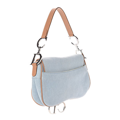 Christian Dior Denim Calfskin Double Saddle Bag Light Blue 3 of 11