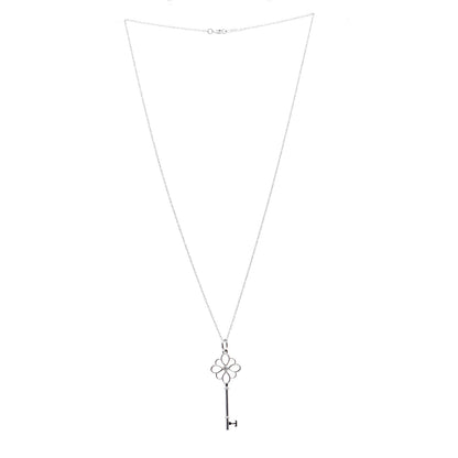 Tiffany Sterling Silver Diamond Knot Key Pendant Necklace 3 of 7