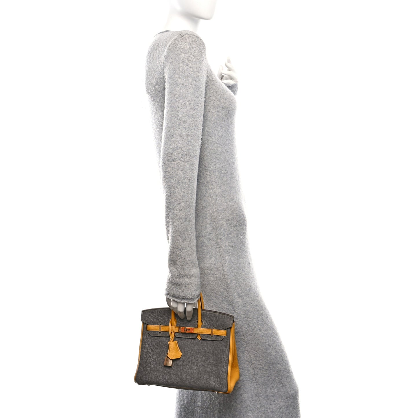 Togo Bi-Color Horseshoe Birkin 25 Etoupe Jaune Ambre