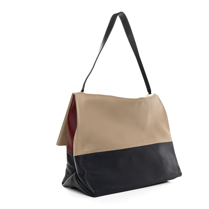 Celine Calfskin Suede All Soft Shoulder Bag Navy Burgundy 2 of 8
