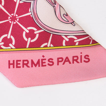 Hermes Silk La Promenade Du Matin Twilly Framboise Turquoise Vert 3 of 5