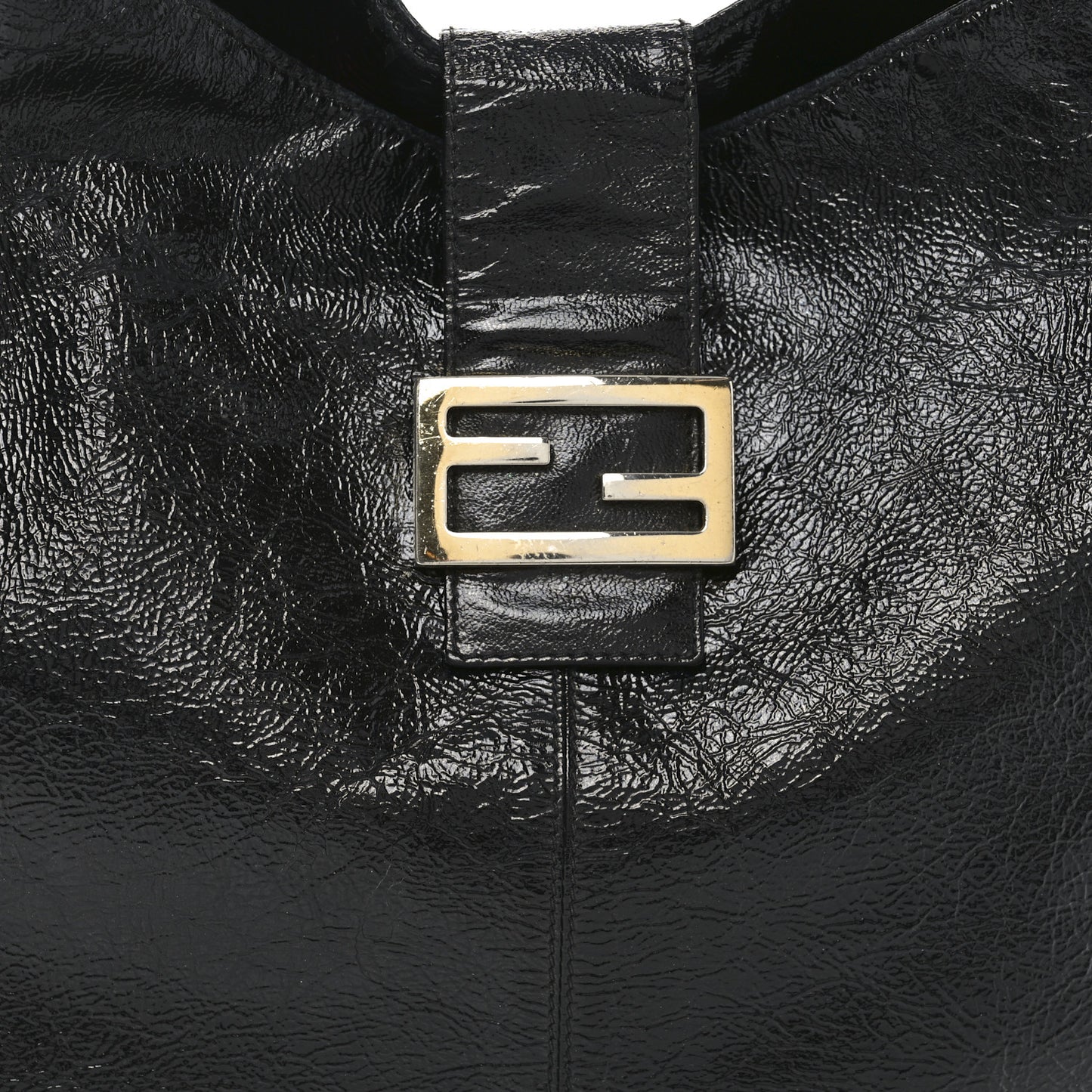Crinkled Calfskin Baguette Shoulder Bag Black