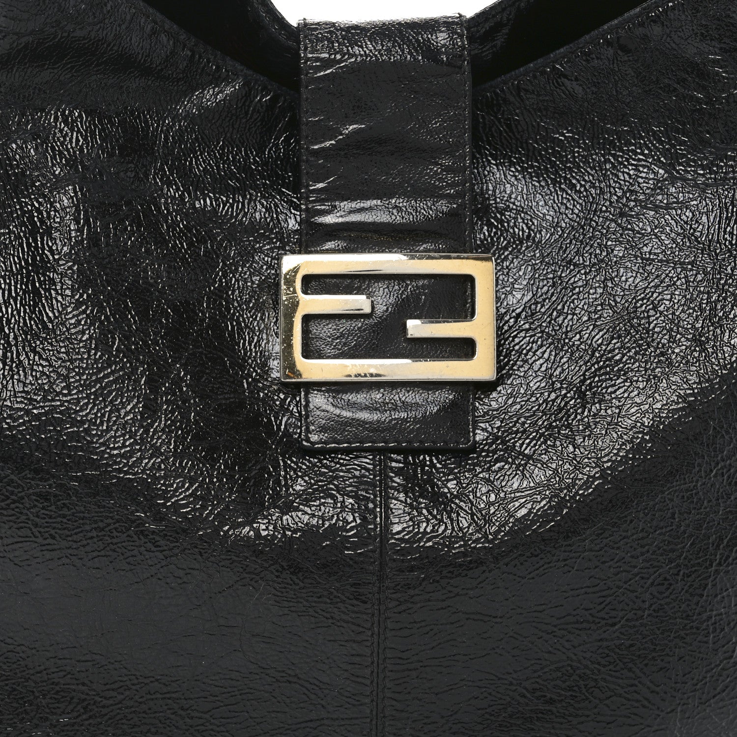 Fendi Crinkled Calfskin Baguette Shoulder Bag Black 8 of 11