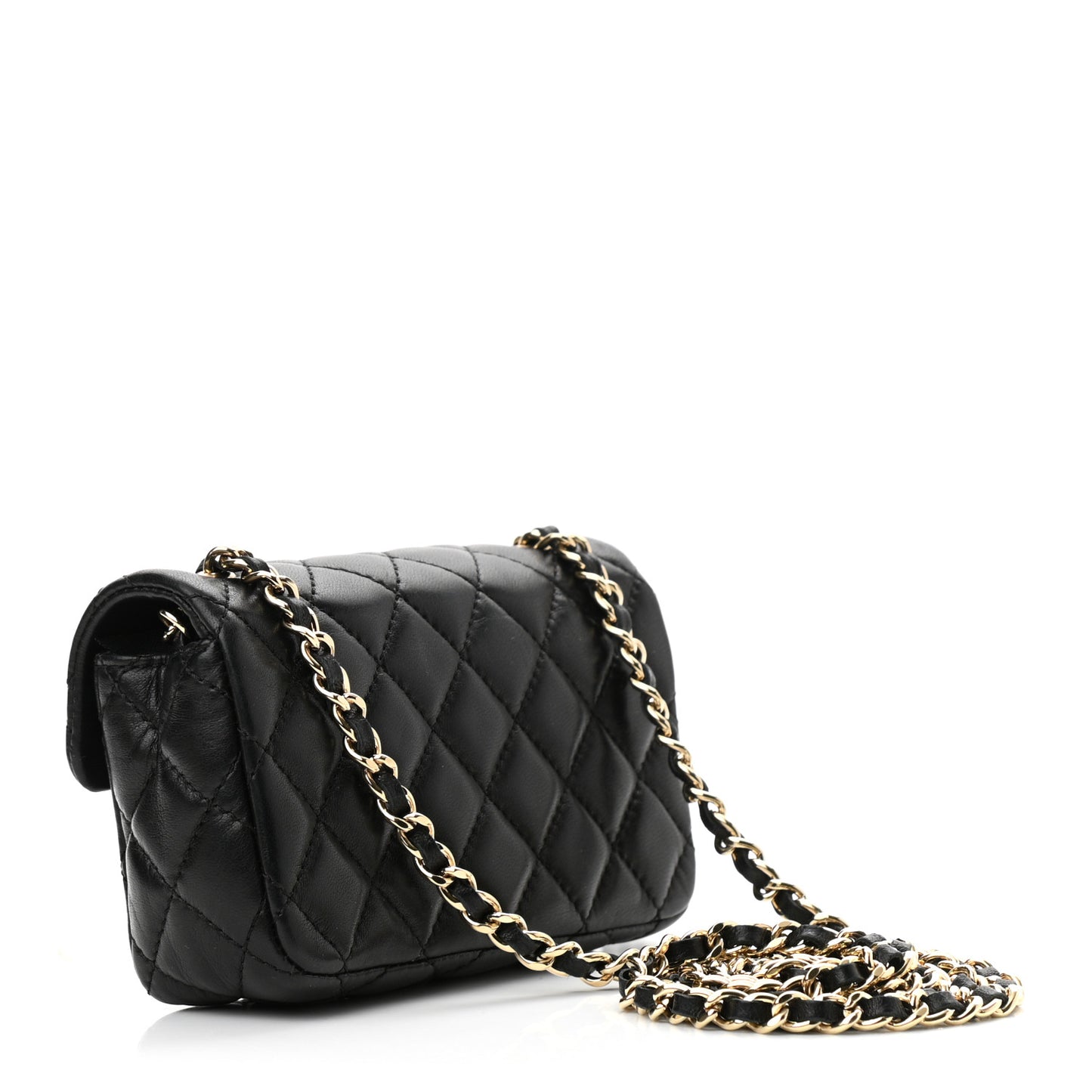 Lambskin Quilted Extra Mini Flap Black