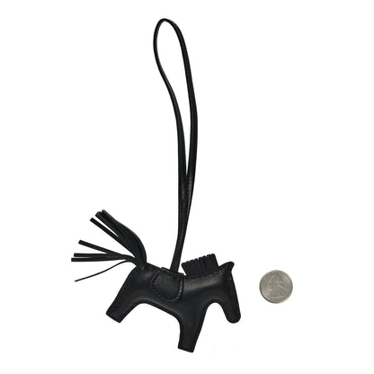 Hermes Milo Lambskin Grigri Rodeo Horse Bag Charm PM So Black 2 of 5