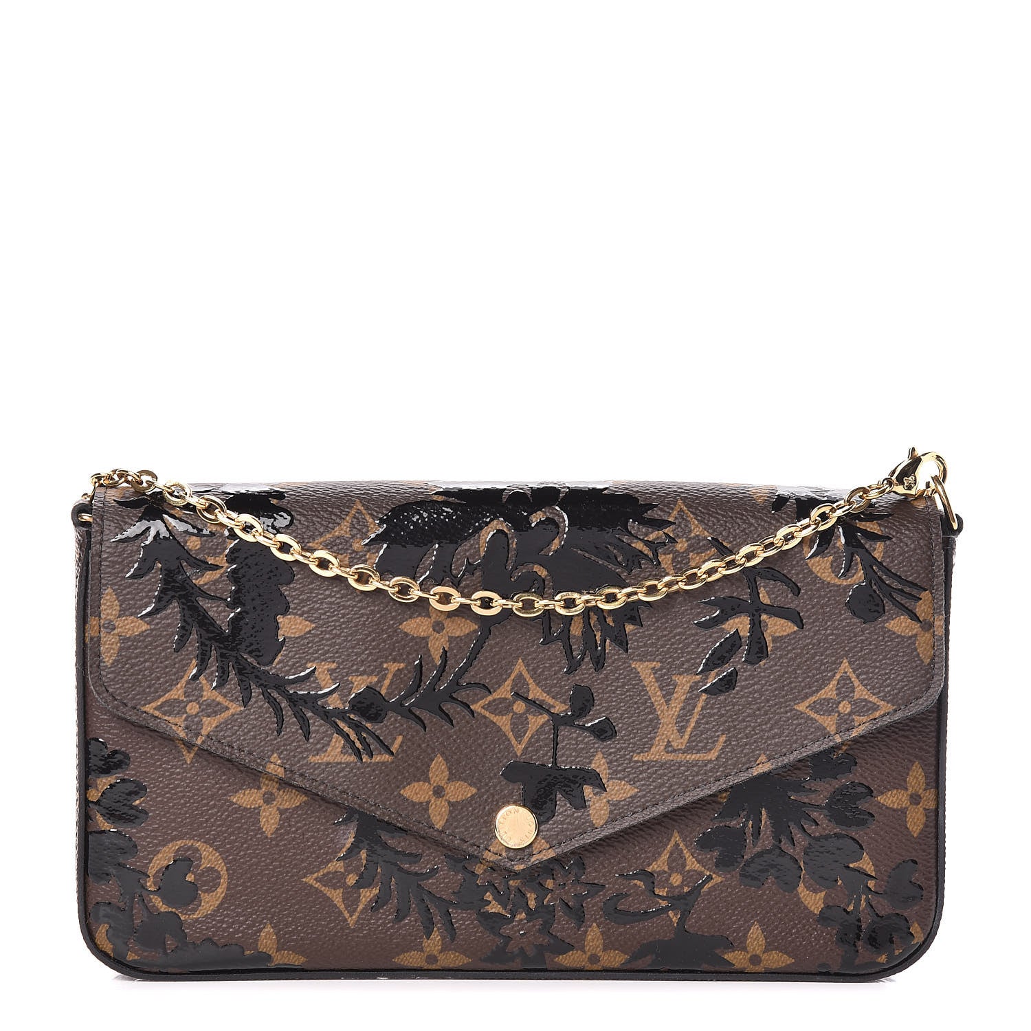 Louis Vuitton Monogram Blossom Pochette Felicie Chain Wallet Black 1 of 10