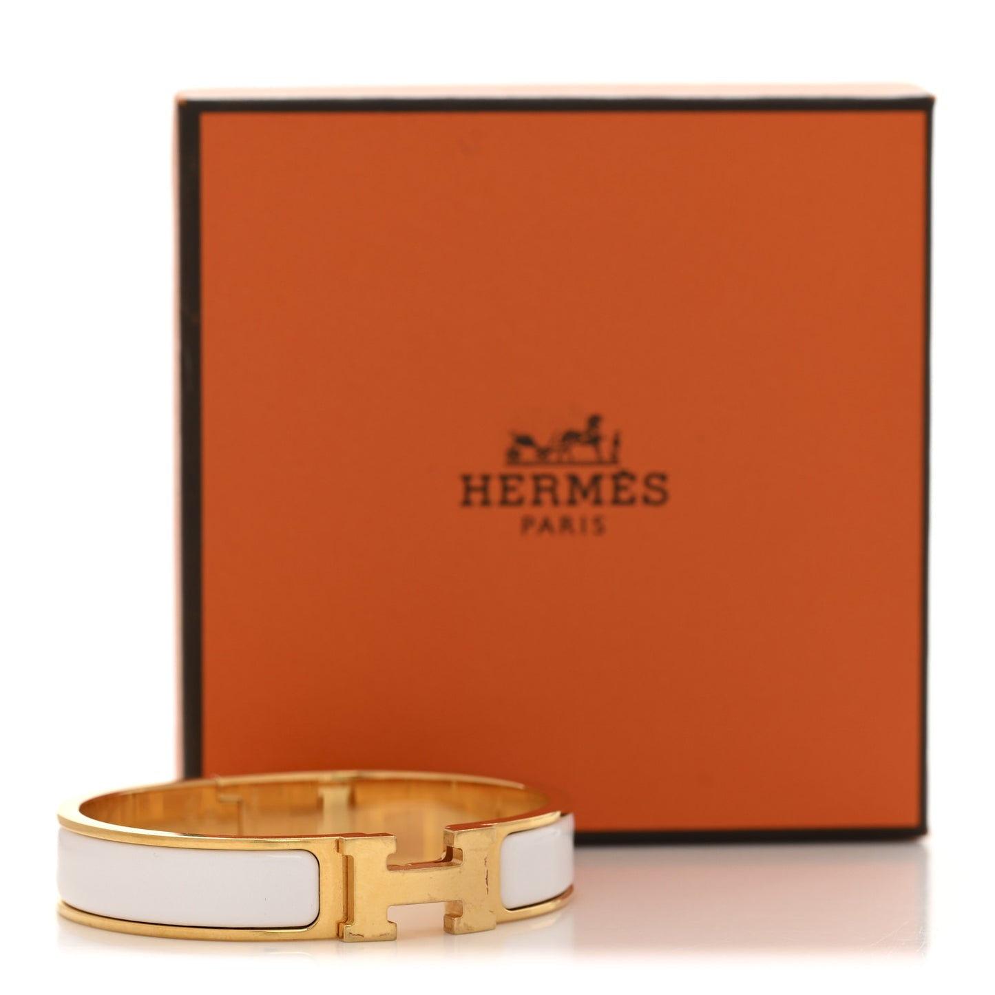 Enamel Narrow Clic Clac H Bracelet PM White
