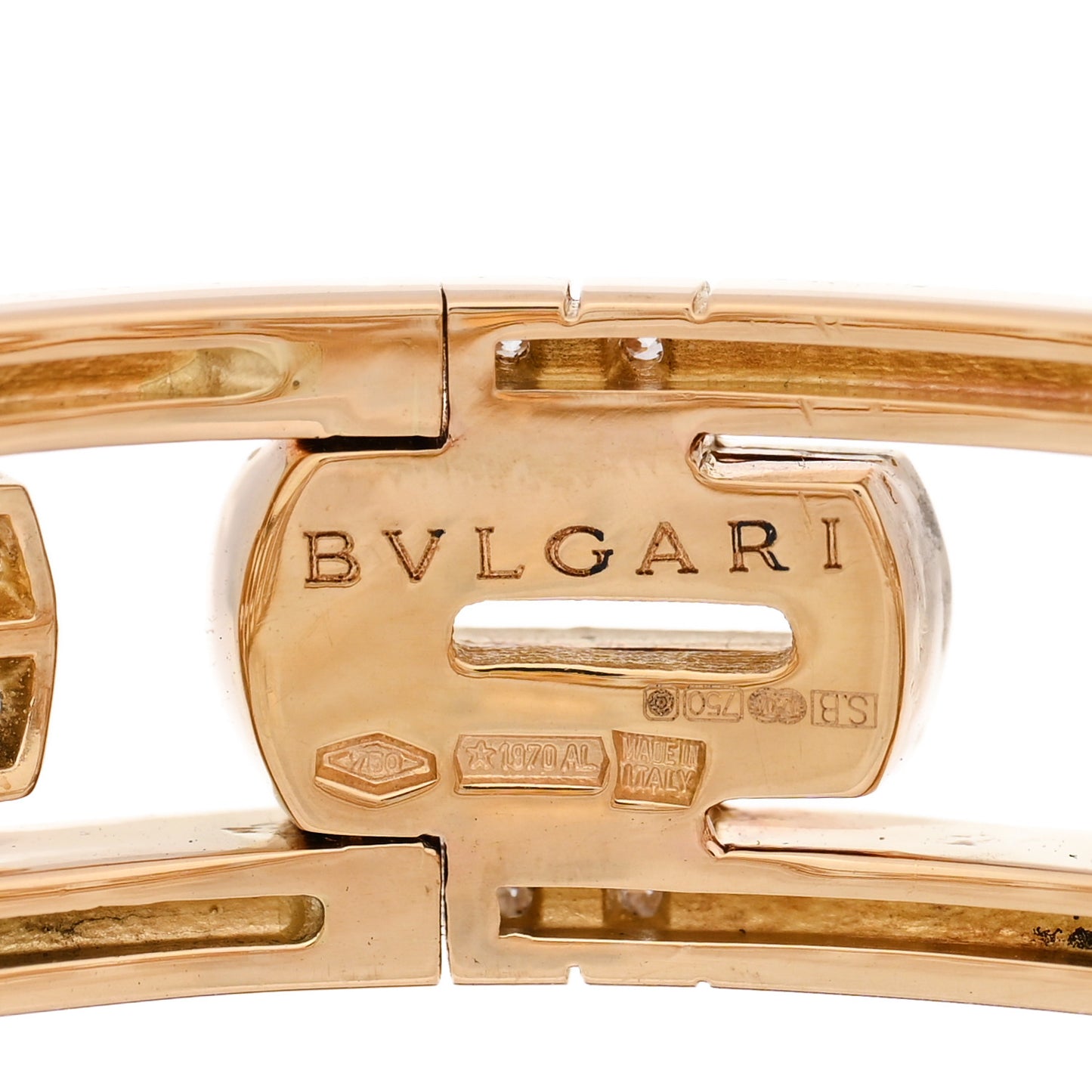 18K Yellow Gold Diamond Parentesi Bangle Bracelet