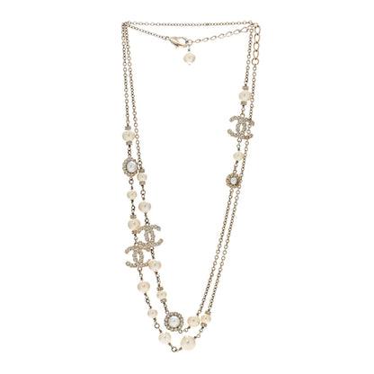 Chanel Pearl Crystal CC Long Necklace Gold 3 of 5