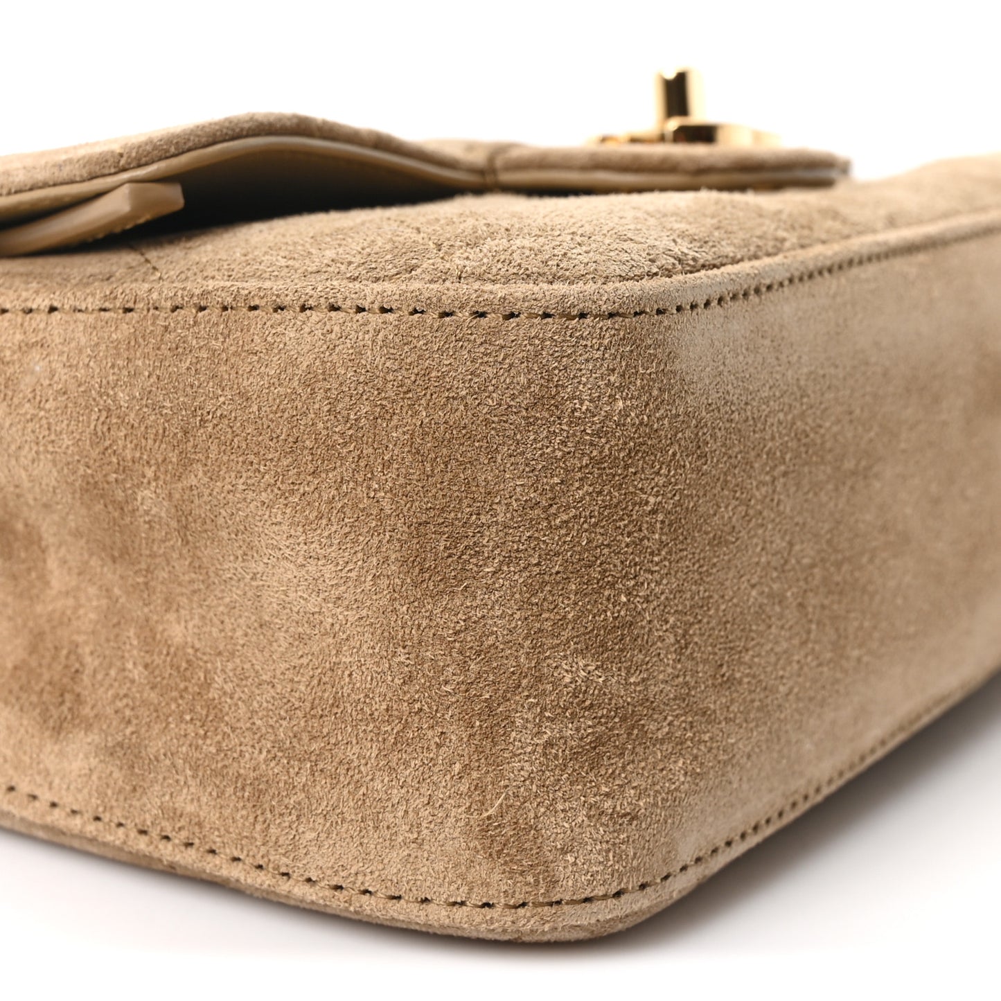 Suede Calfskin Mini Souplissimo Flap Dark Beige