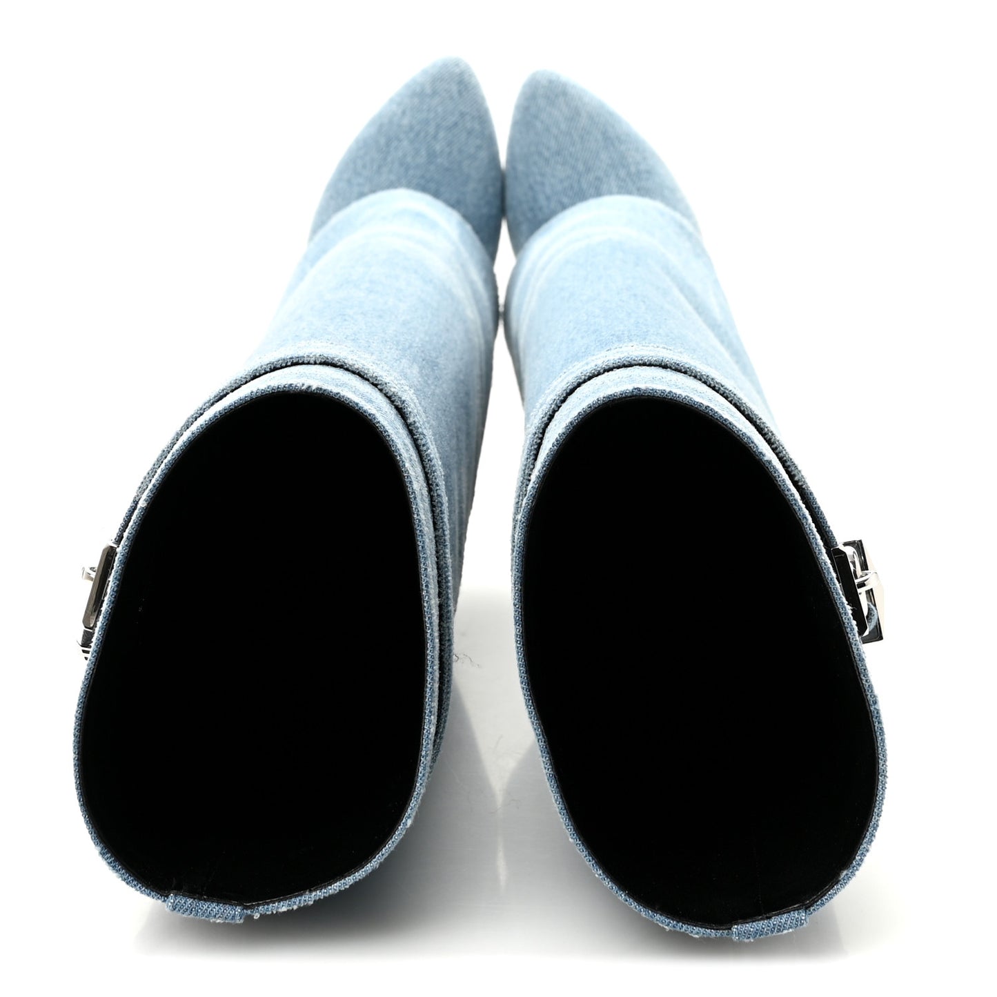 Washed Denim Shark Lock Pant Boots 37 Blue