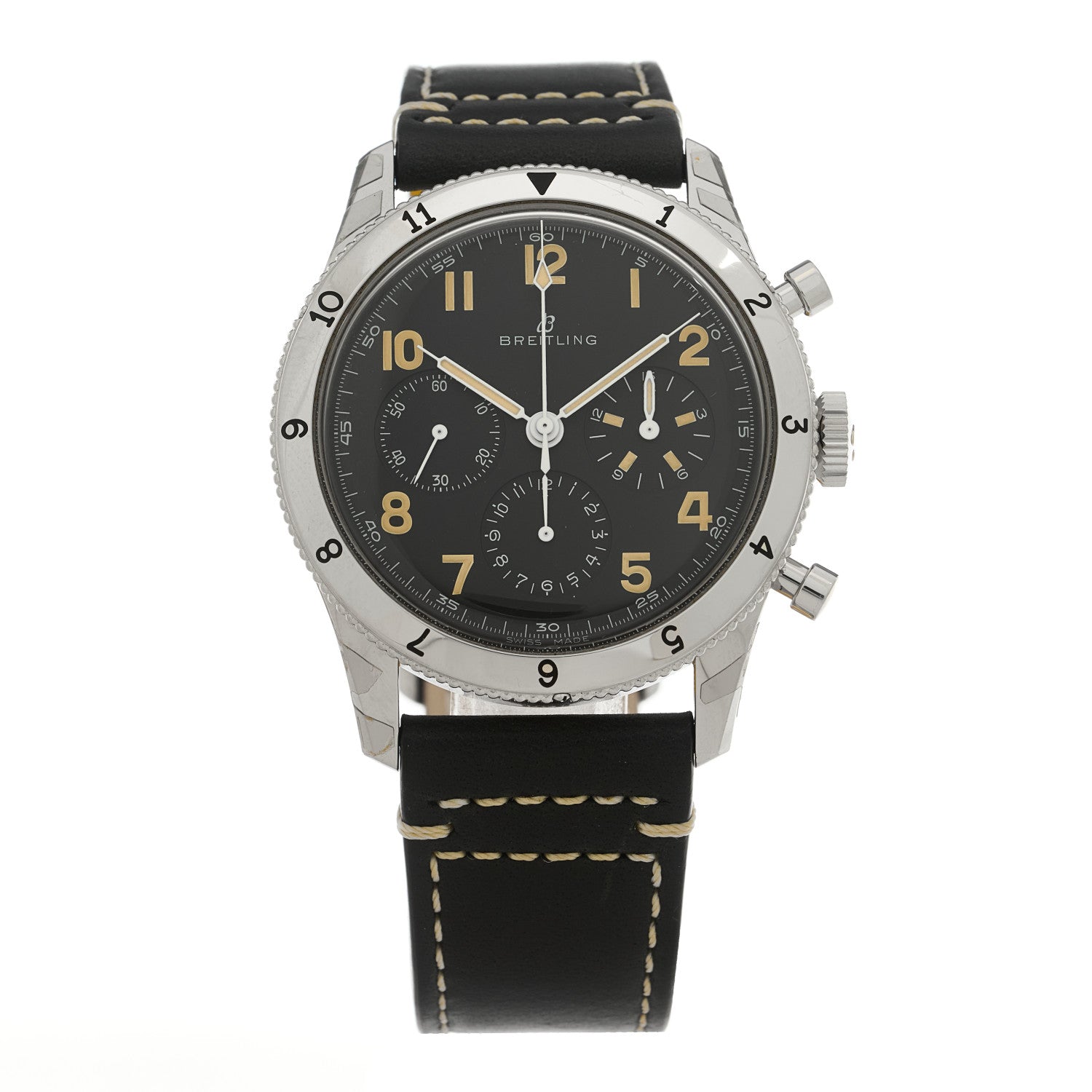 Breitling Stainless Steel Calfskin 41mm Aviator 8 Chronograph Manual Winding Watch Black AB0920 1 of 4
