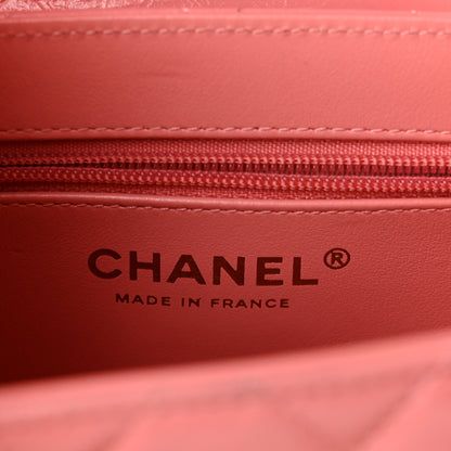 Chanel Shiny Aged Calfskin Quilted Nano Kelly Shopper Coral Pink 6 of 11
