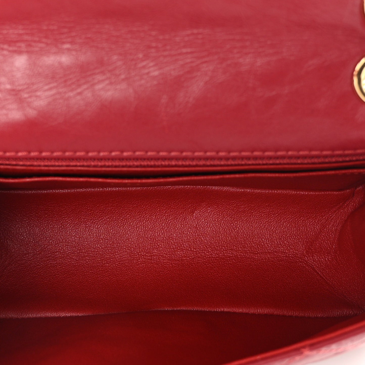 Aged Calfskin Quilted 2.55 Reissue Mini Flap Red