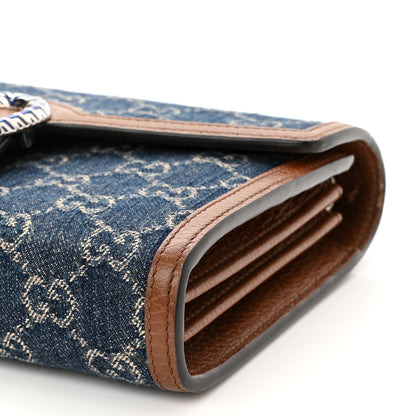 Gucci New Denim GG Monogram Dollar Calfskin Enamel Mini Dionysus Chain Wallet Blue Tea Cuir Epilog Electric Blue 10 of 12