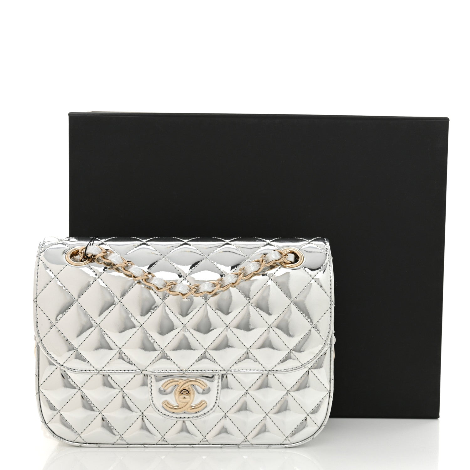 Chanel Mirror Calfskin Metallic Calfskin Medium Hollywood Boulevard Flap With Star Coin Purse Silvery 12 of 12