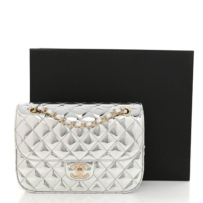 Chanel Mirror Calfskin Metallic Calfskin Medium Hollywood Boulevard Flap With Star Coin Purse Silvery 12 of 12