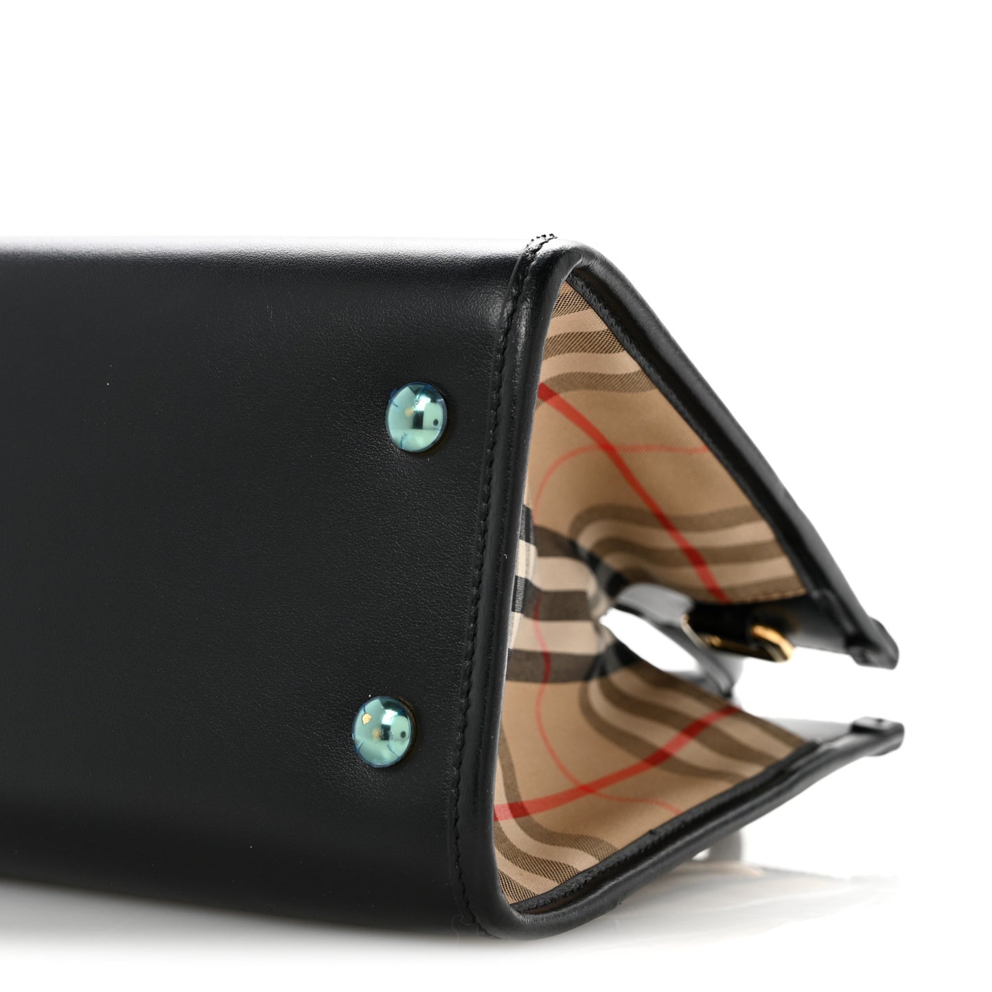 Calfskin House Check Mini Two Handle Title Bag Black