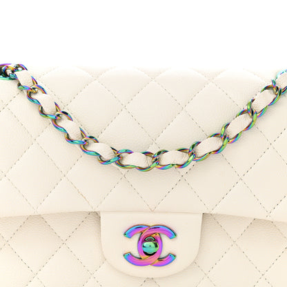 Chanel Caviar Quilted Rainbow CC Small Double Flap White 8 of 13
