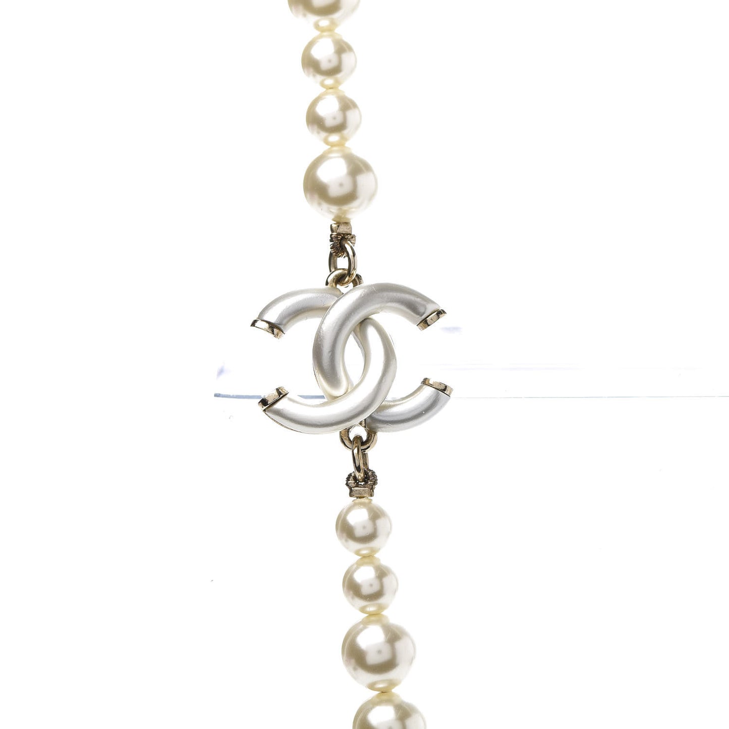 Pearl CC Long Necklace Gold