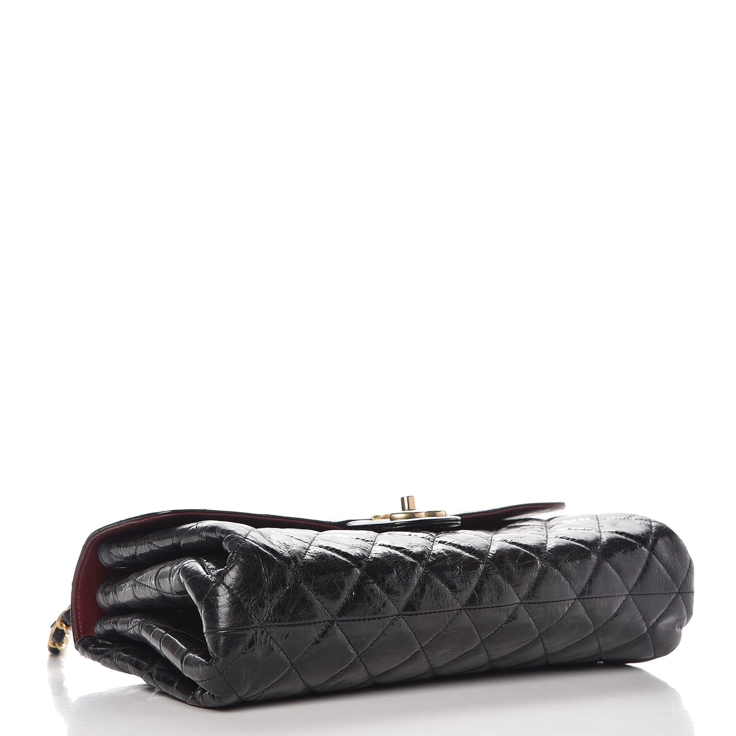 Glazed Crinkled Calfskin Flap Black