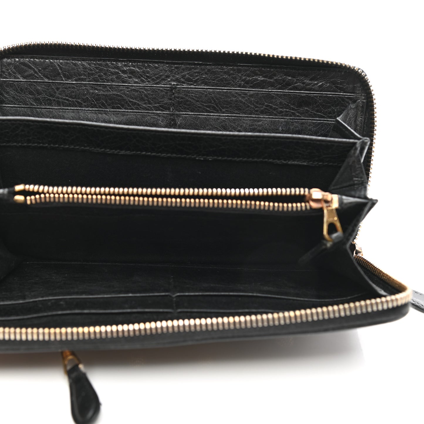 Agneau Giant 12 Rose Gold Hardware Continental Zip Around Wallet Black