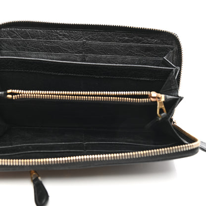 Balenciaga Agneau Giant 12 Rose Gold Hardware Continental Zip Around Wallet Black 5 of 14