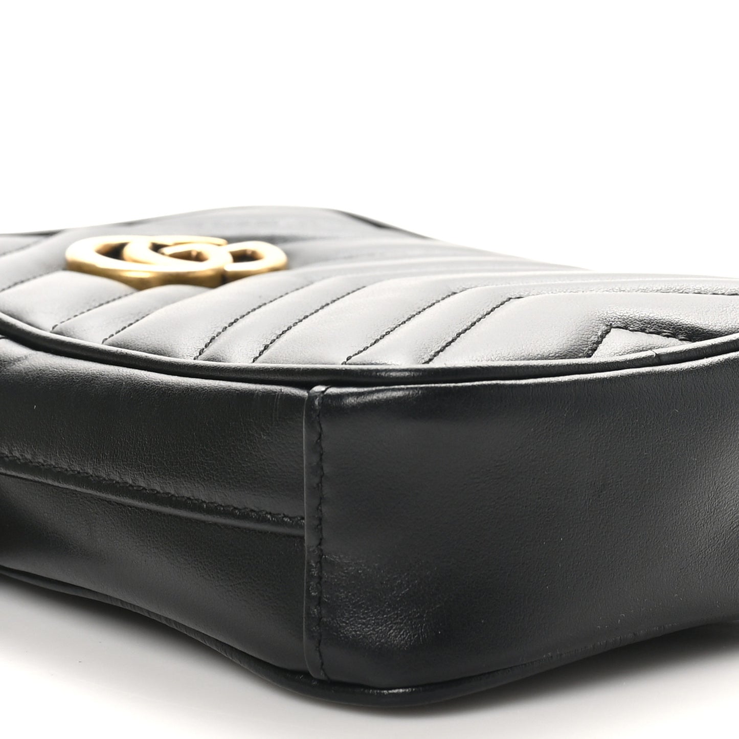 Calfskin Matelasse Mini GG Marmont Crossbody Bag Black