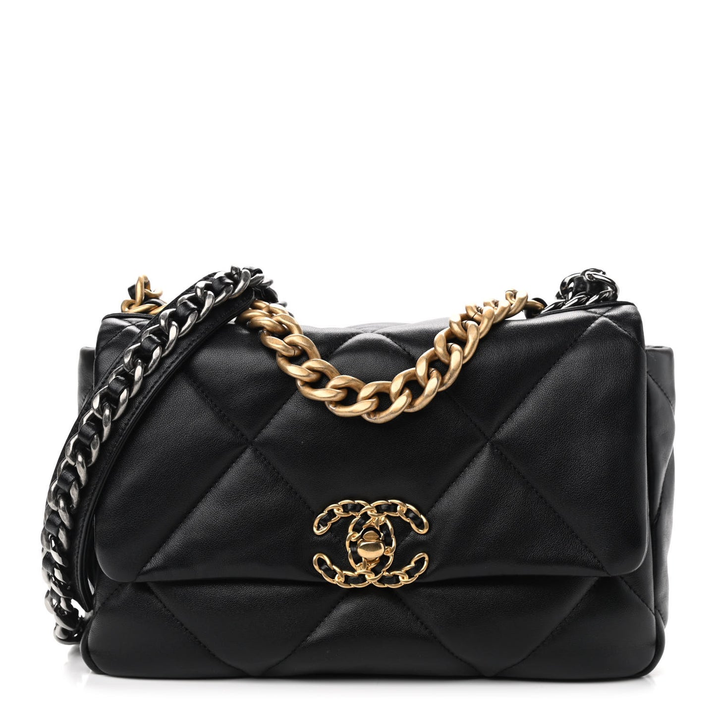 Lambskin Quilted Medium Chanel 19 Flap Black