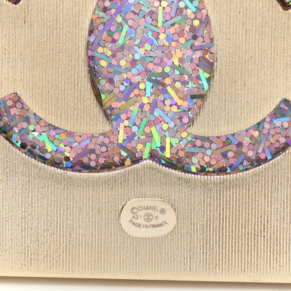 Chanel Resin Glitter Enamel Square CC Brooch Pink Gold 6 of 10