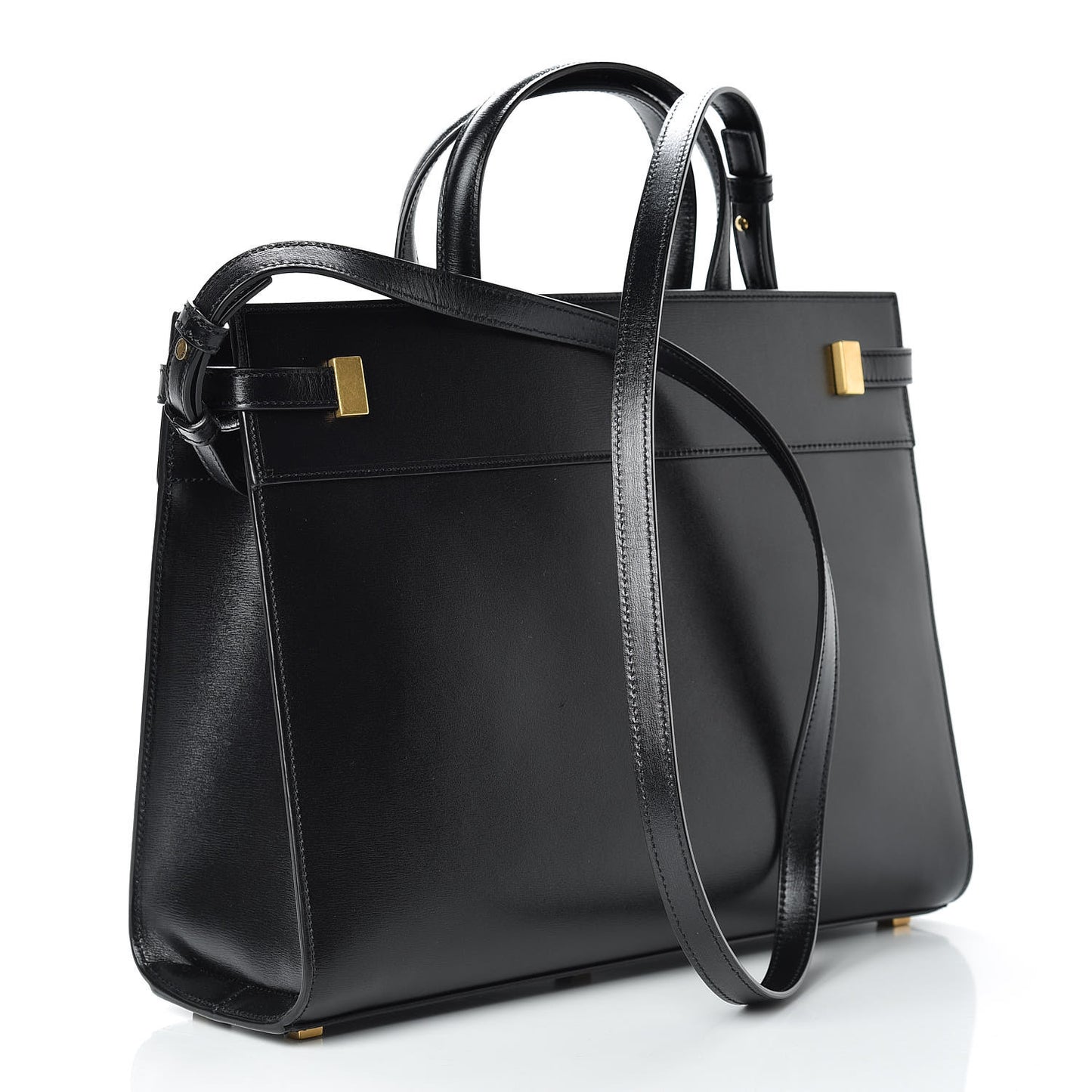 Calfskin Small Manhattan Shopper Tote Black