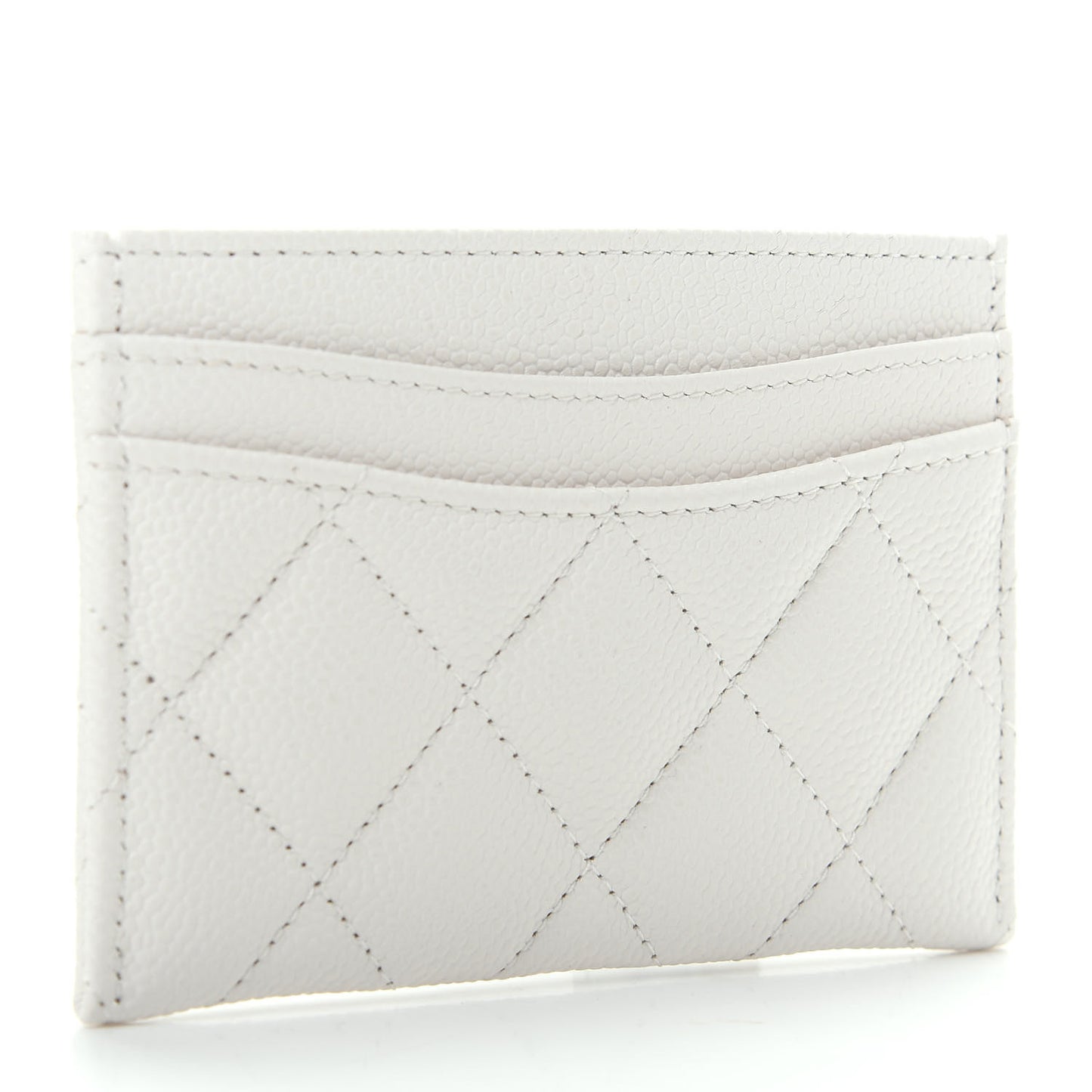 Caviar Quilted Card Holder White