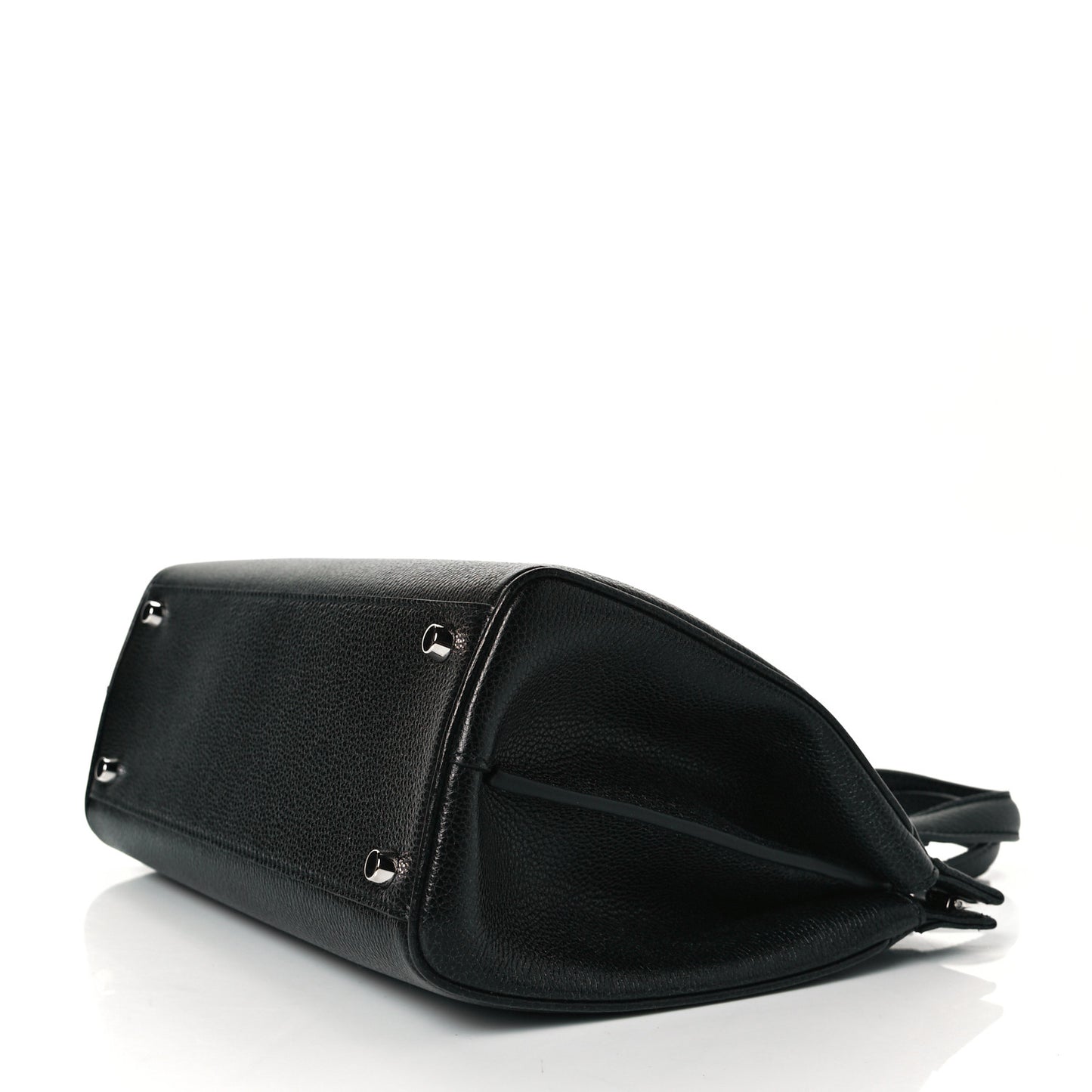 Grainy Calfskin Small Zumi Top Handle Bag Black
