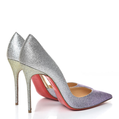Christian Louboutin Mini Glitter Degrade Specchio Iriza 100 Pumps 39.5 Drage Light Gold 4 of 9