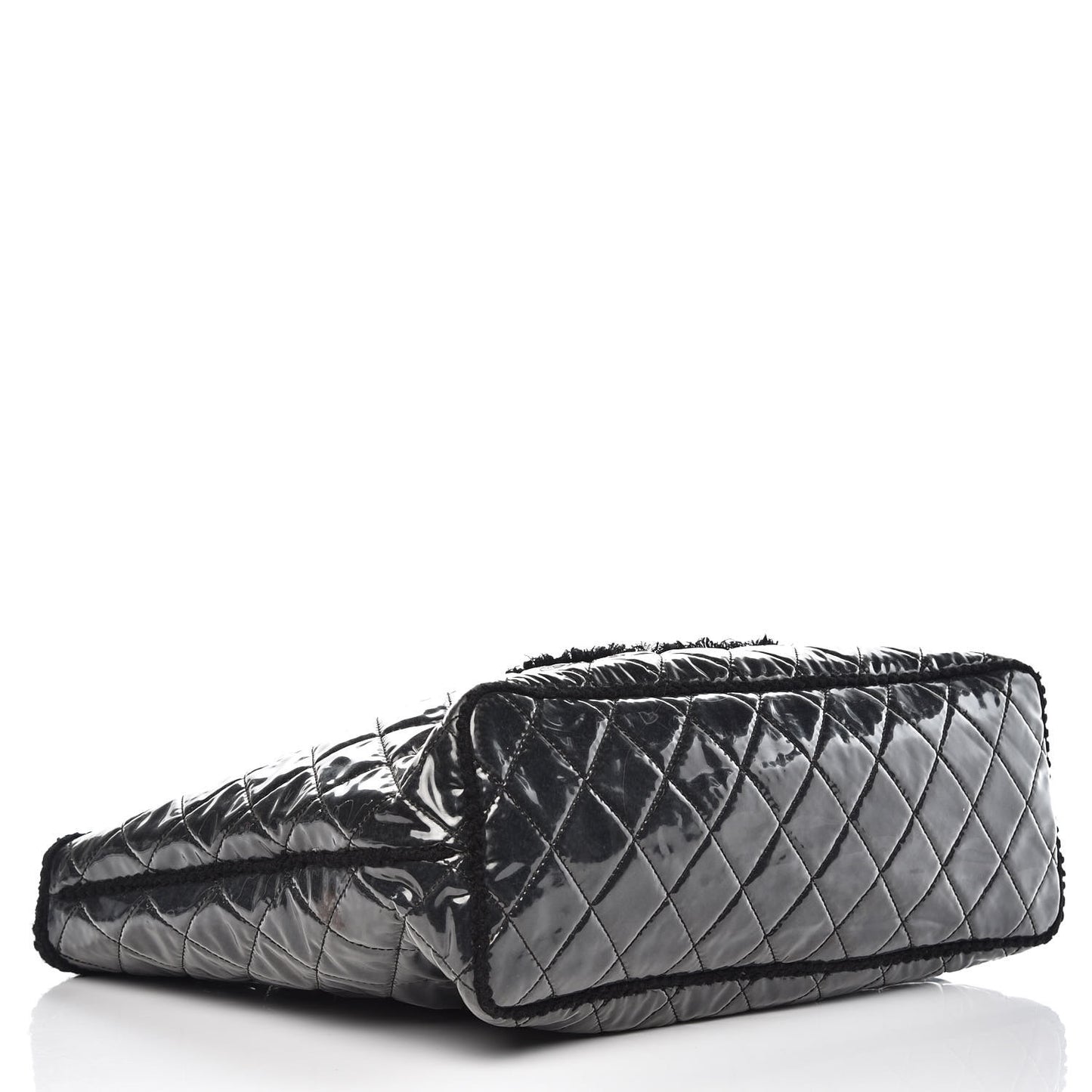 Vinyl Quilted Large Funny Tweed Tote Black