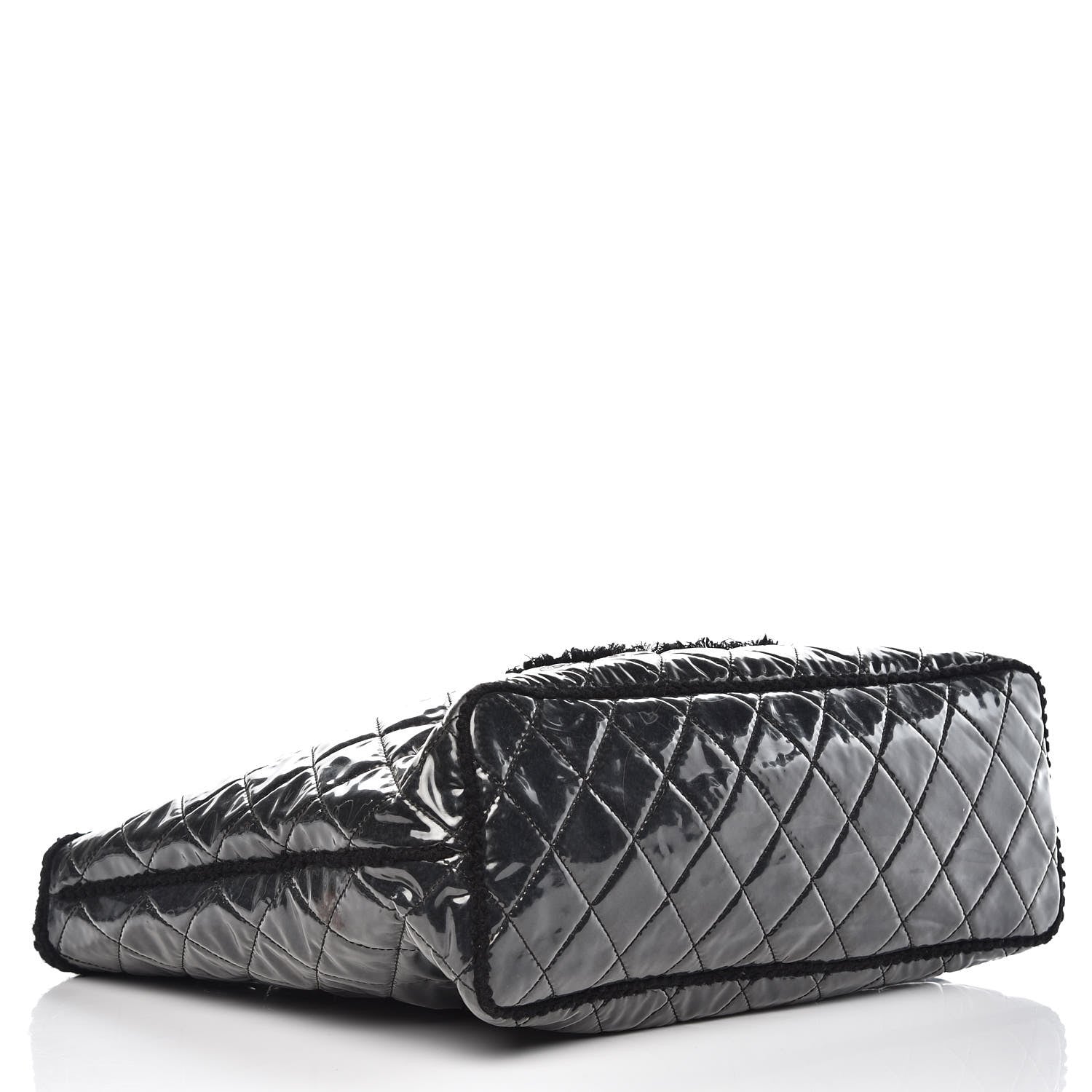 Chanel Vinyl Quilted Large Funny Tweed Tote Black 4 of 10