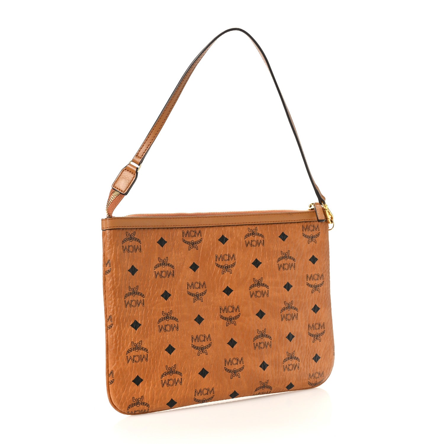 MCM Visetos Liz Shopper Tote Pouch Cognac 3 of 8