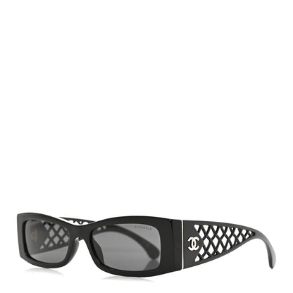 Chanel Acetate Rectangle Logo Sunglasses 5566 Black 1 of 7