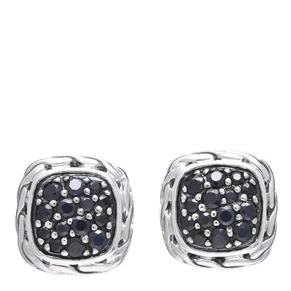 John Hardy Sterling Silver Black Sapphire Kali Lava Classic Chain Square Earrings 1 of 6