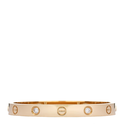 Cartier 18K Yellow Gold 4 Diamond LOVE Bracelet 15 1 of 9