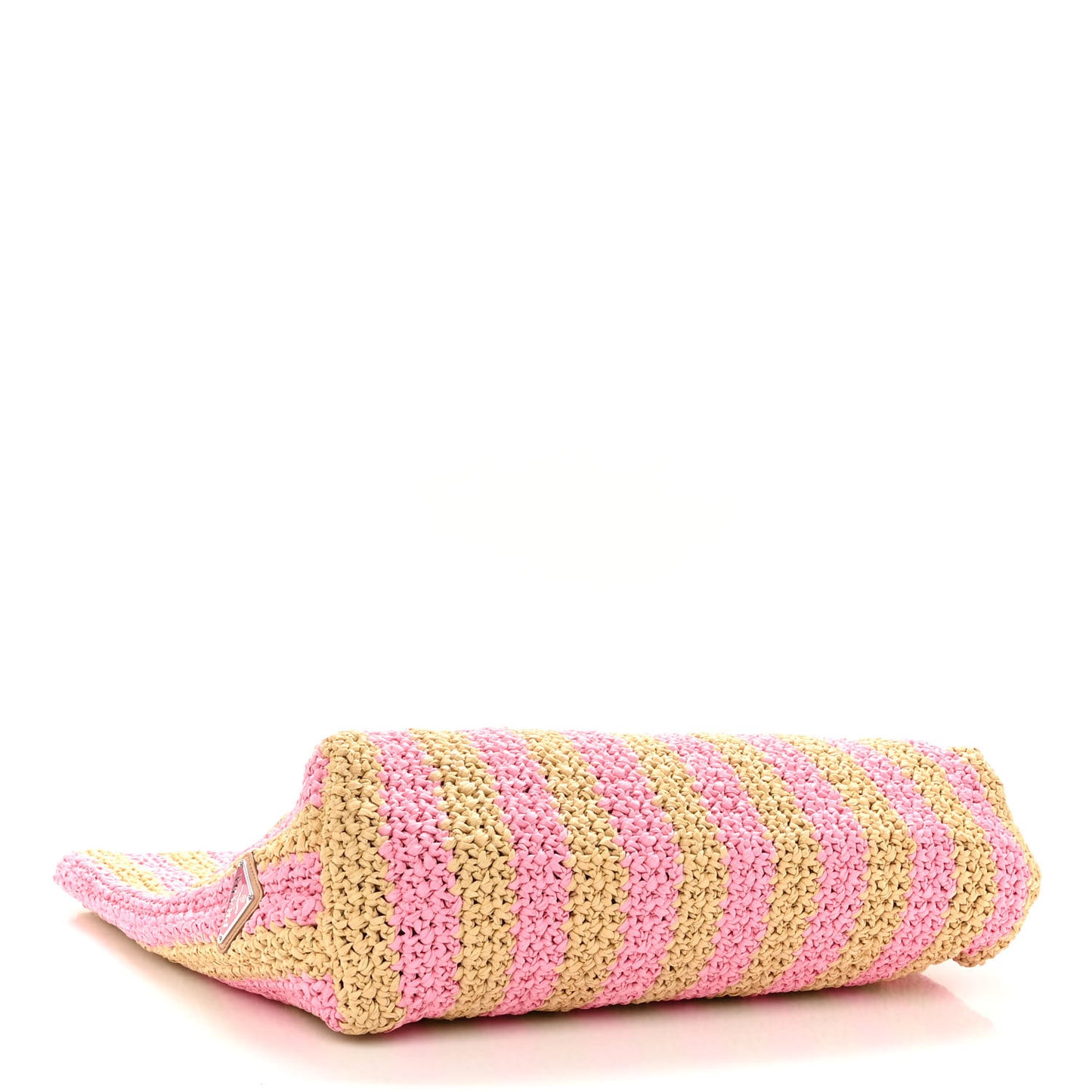 Yarn Raffia Effect Crochet Striped Large Logo Tote Naturale Petalo