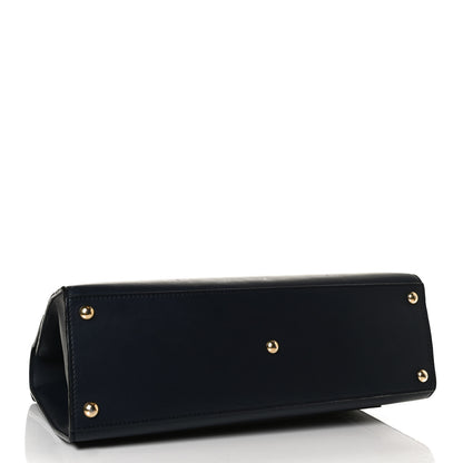Gucci Calfskin Medium Padlock Signature Top Handle Bag Navy 4 of 14