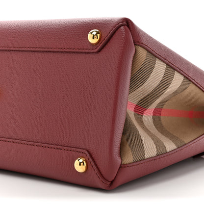 Burberry Grainy Calfskin House Check Medium Banner Tote Crimson 9 of 13